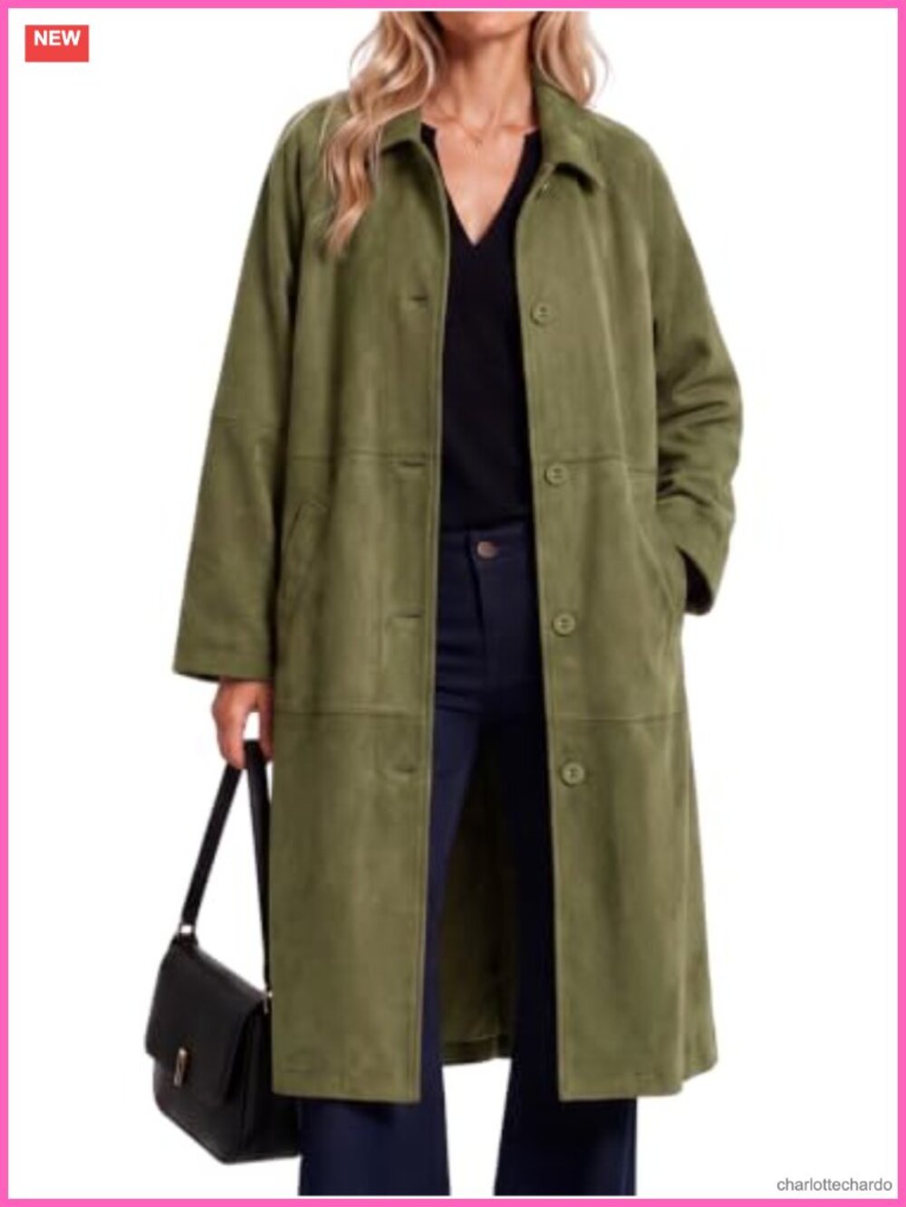 Faux Suede Long Trench Coat Oversized Fall Winter Overcoat